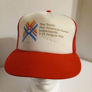 1987 pan american games Hat Red And White Vtg